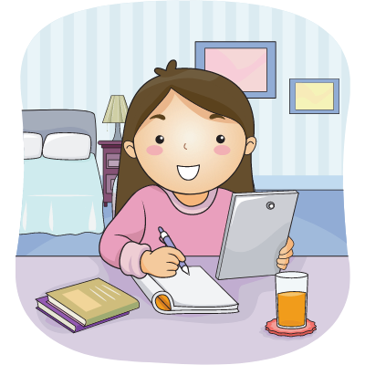 Girl studying at home